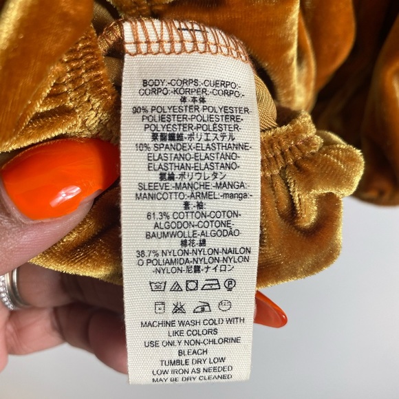 #473 Free People Dream Team Gold Velvet Lace Top size XS - Picture 9 of 11